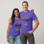 Colourful Menorah T-Shirt<br><div class="desc">The vivid colours of this menorah stand out against the brilliant hue of this eye-catching tee.  Back features smaller image.  ~ karyn</div>