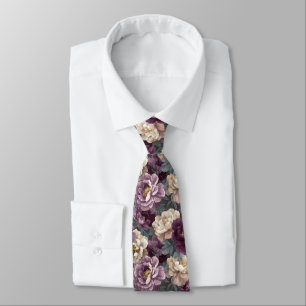 Colourful Mens Accessories Peonies Flower Tie