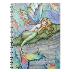 Colourful Mermaid and Carp Fish Fantasy Art Notebook