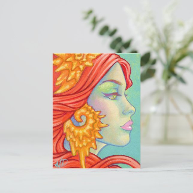 Colourful Mermaid Art Postcard (Standing Front)