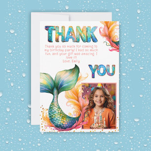 Colourful Mermaid Birthday Thank you Girl Photo