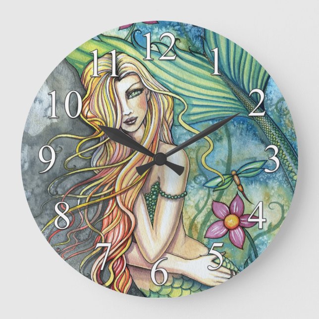 Colourful Mermaid Fantasy Art Clock (Front)