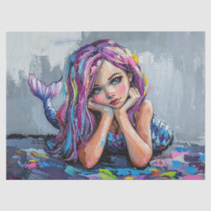 Colourful Mermaid Oil Painting Decoupage Tissue Paper