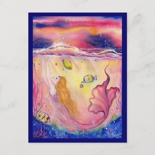 Colourful Mermaid Postcard By Renee L.Lavoie (Front)