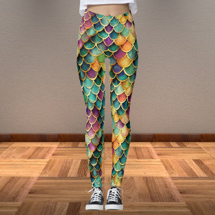 Colourful Mermaid Scales Leggings