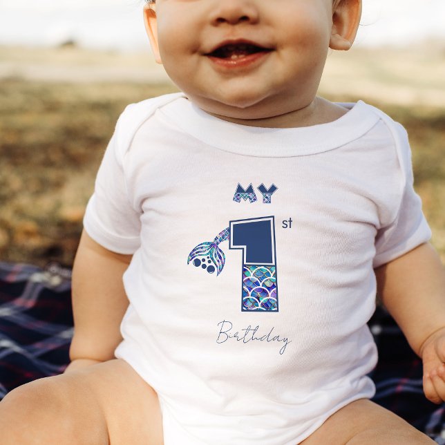 Colourful Mermaid Scales Little Girls 1st Birthday Baby Bodysuit (See collection for more ages and for matching family shirts!)