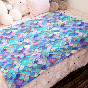 Colourful Mermaid Scales Pattern Little Girls Fleece Blanket