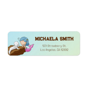Colourful Mermaid Seal Return Address Label