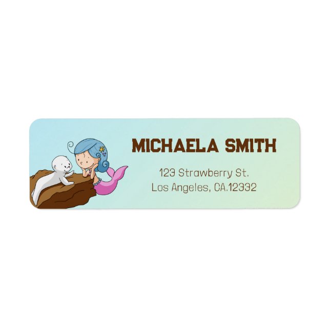 Colourful Mermaid Seal Return Address Label (Front)