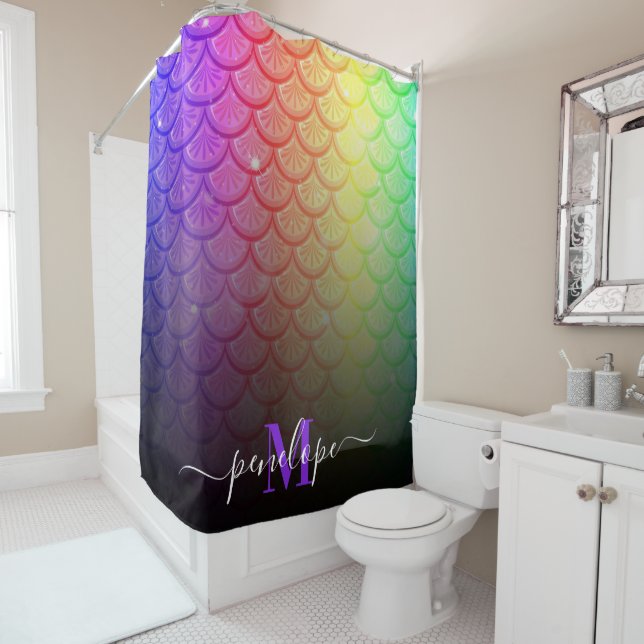 Colourful Mermaid Shower Curtain (In Situ)