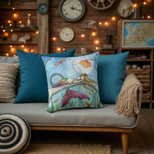 Colourful Mermaid Throw Pillow