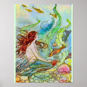 Colourful Mermaid Under the Sea Poster