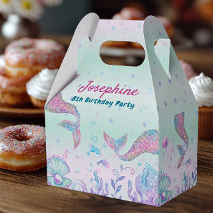 Colourful Mermaid watercolor birthday Favour Box
