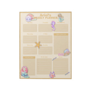 Colourful Mermaid Weekly Calendar Notepad