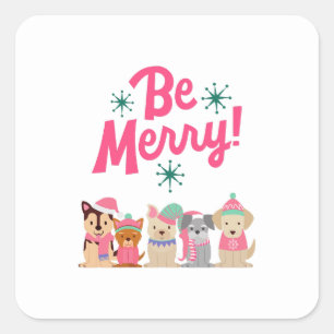 Colourful Merry and Bright Christmas 2023 Family   Square Sticker