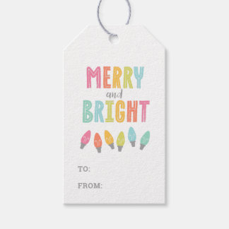 Colourful Merry and Bright Christmas Gift Tags