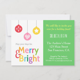 Colourful Merry and Bright Christmas Party Invitation