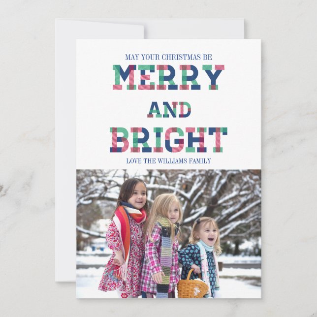 Colourful Merry And Bright Christmas Photo Card (Front)
