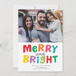 Colourful Merry and Bright Flat Holiday Photo Card