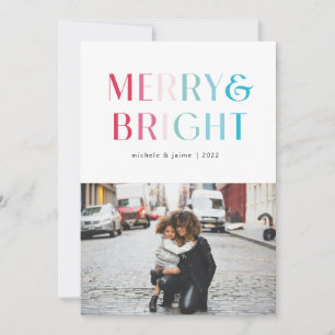 colourful merry and bright holiday card