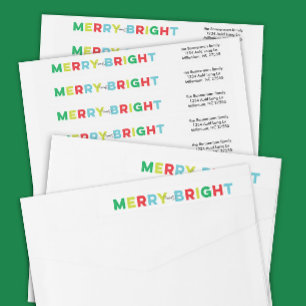 Colourful Merry and Bright Holiday Card Wrap Around Label