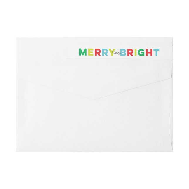 Colourful Merry and Bright Holiday Card Wrap Around Label (Back)