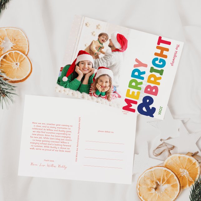 Colourful Merry and Bright Holiday Postcard (Creator Uploaded)
