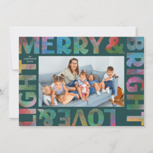Colourful Merry and Bright Love and Light Holiday Card
