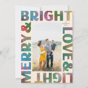 Colourful Merry and Bright Love and Light Holiday Card