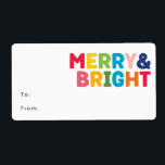 Colourful Merry and Bright Rectangular Gift<br><div class="desc">Capture the joy and magic of the holiday season with this unique and festive, colourful merry and bright rectangular gift label. Its simple yet fun design features a rainbow colour palette of red, green, yellow, blue, orange, and pink, creating a vibrant and cheerful atmosphere. The creative and minimalist approach, with...</div>