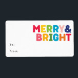 Colourful Merry and Bright Rectangular Gift<br><div class="desc">Capture the joy and magic of the holiday season with this unique and festive, colourful merry and bright rectangular gift label. Its simple yet fun design features a rainbow colour palette of red, green, yellow, blue, orange, and pink, creating a vibrant and cheerful atmosphere. The creative and minimalist approach, with...</div>