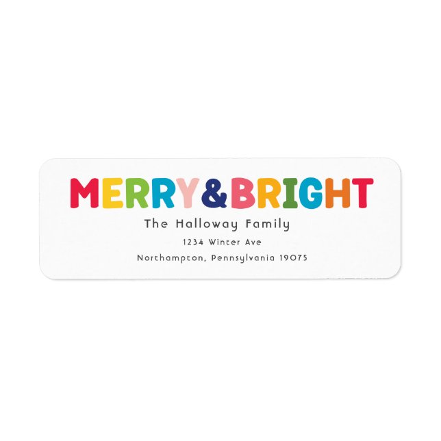 Colourful Merry and Bright Return Address Envelope Label (Front)