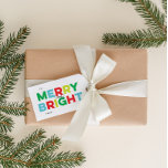 Colourful Merry and Bright Type Gift Tag<br><div class="desc">Retro-styled,  textural type in colourful,  festive colours spreads modern holiday cheer this season with these fill-in-the-blank gift tags attached with coordinating twine. Perfect for any gift from packages to wine bottles,  fill them out as you need them and be stocked for years to come.</div>