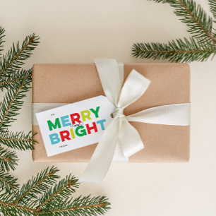 Colourful Merry and Bright Type Gift Tag