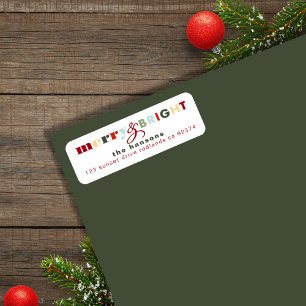 Colourful Merry & Bright Christmas Return Address Label