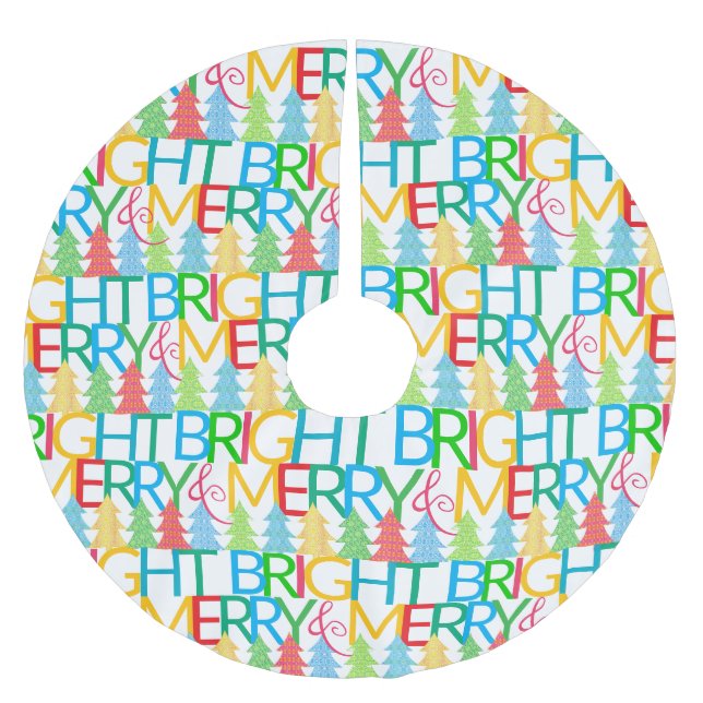 Colourful Merry & Bright Christmas Tree Skirt (Front)