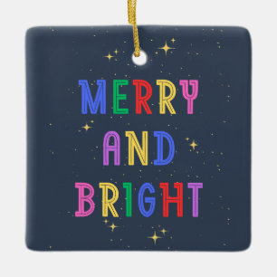 Colourful Merry & Bright Navy Ceramic Ornament