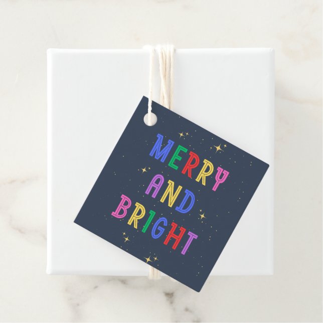 Colourful Merry & Bright Navy  Favour Tags (In Situ)