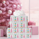 Colourful Merry Bright Pink Christmas Tree Custom Wrapping Paper<br><div class="desc">Cute and cheerful holiday wrapping paper featuring a colourful strand of Christmas lights wrapped around your vibrant script. May Your Days Be Merry and Bright written in bold letters from light blue to your family name in hot pink. A rainbow of colours on cute gift wrap for the holidays with...</div>