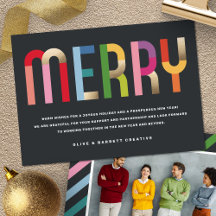 Colourful Merry Business Photo Holiday Card