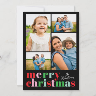 Colourful Merry Christmas 4 Photo Holiday Card