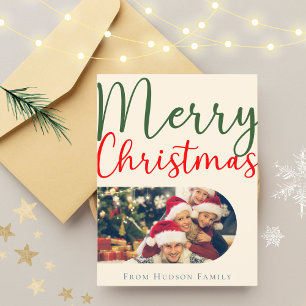 Colourful Merry Christmas Arch Family Photo Wishes Postcard