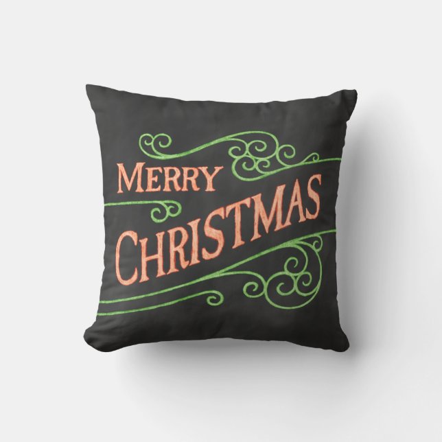 Colourful Merry Christmas Chalkboard Cushion (Front)