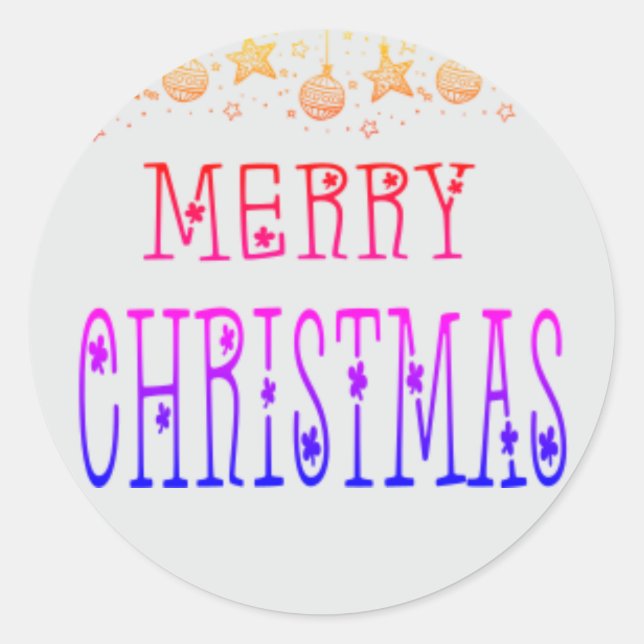 Colourful Merry Christmas Classic Round Sticker (Front)