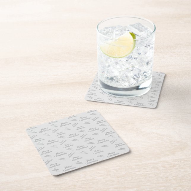 Colourful Merry Christmas design Square Paper Coaster (Insitu)