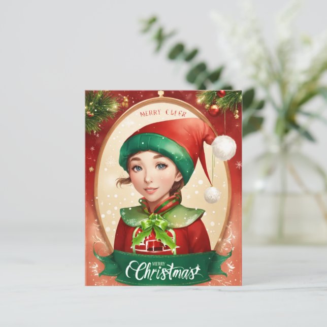 Colourful Merry Christmas Greeting Card (Standing Front)