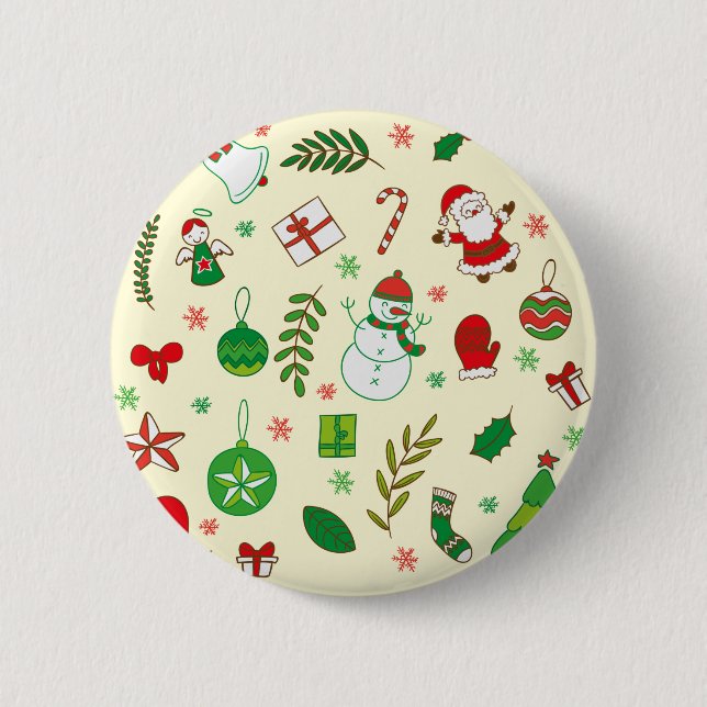 Colourful Merry Christmas greeting pattern 6 Cm Round Badge (Front)