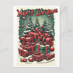 Colourful Merry Christmas on a Holiday Postcard