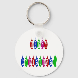 Colourful Merry Christmas Ornament Font Key Ring