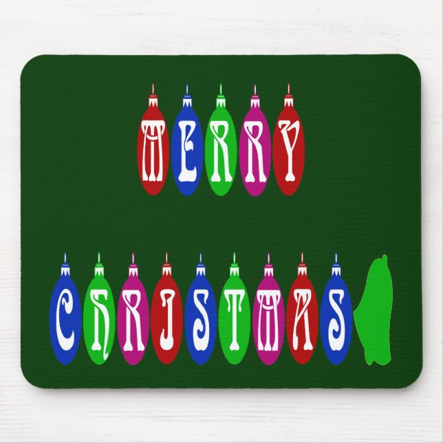 Colourful Merry Christmas Ornament Font Mouse Pad (Front)